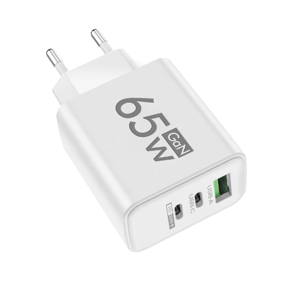 65W GaN USB Type-C PD Fast Charger - Quick Charge Power Adapter
