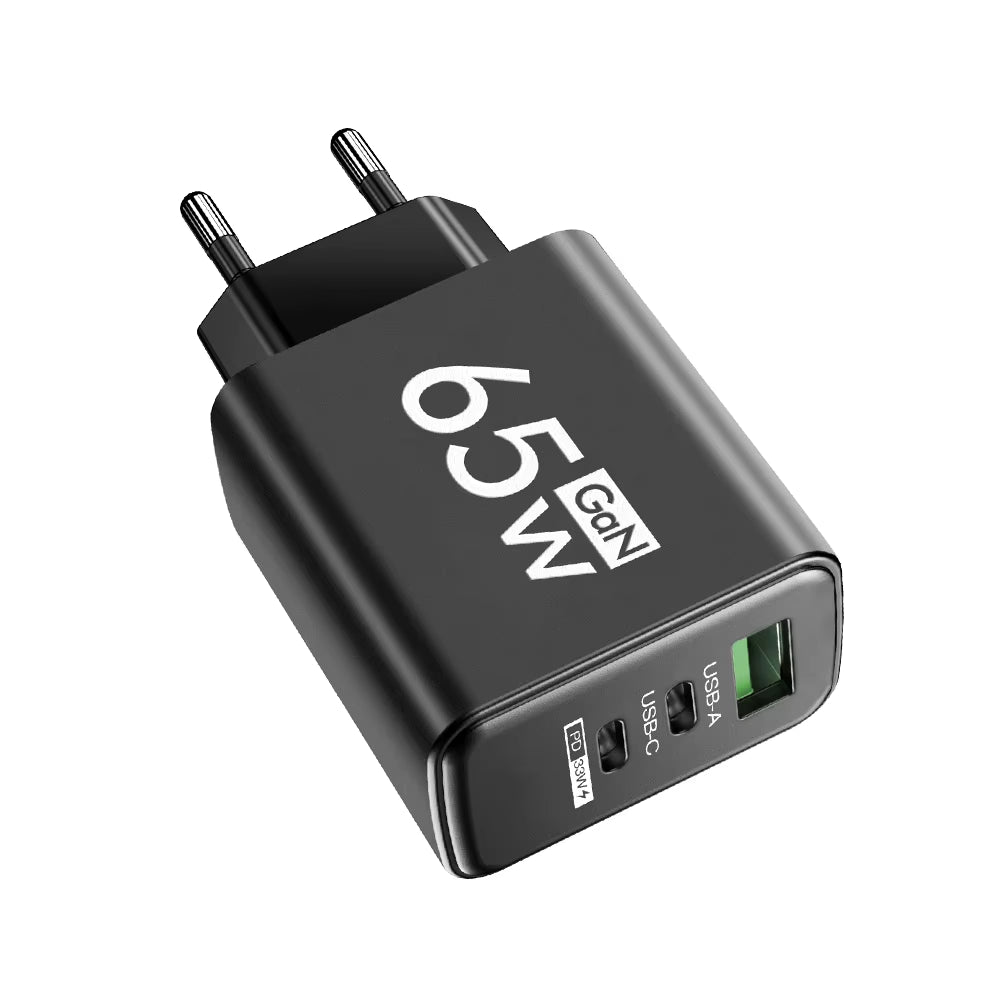 65W GaN USB Type-C PD Fast Charger - Quick Charge Power Adapter