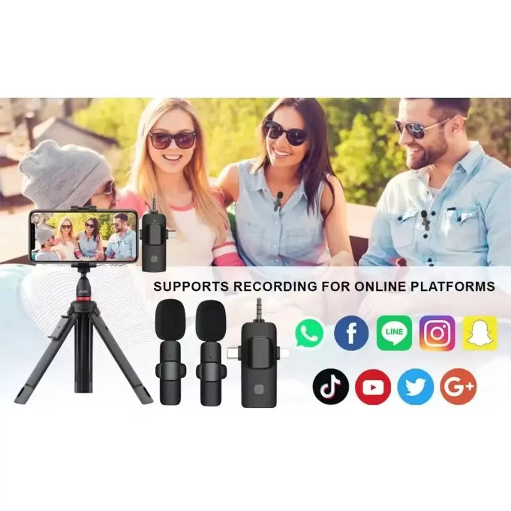 3-in-1 Wireless Lavalier Microphone - Perfect for Interviews and Vlogging with Noise Cancellation