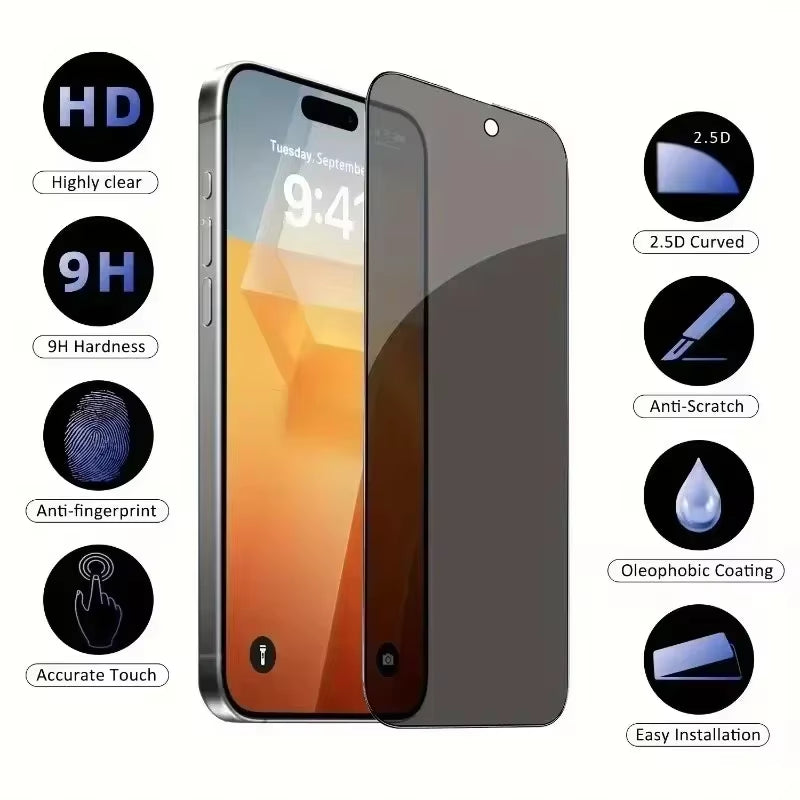 Full Coverage Privacy Screen Protector for iPhone - 8K Anti-Spy Glass