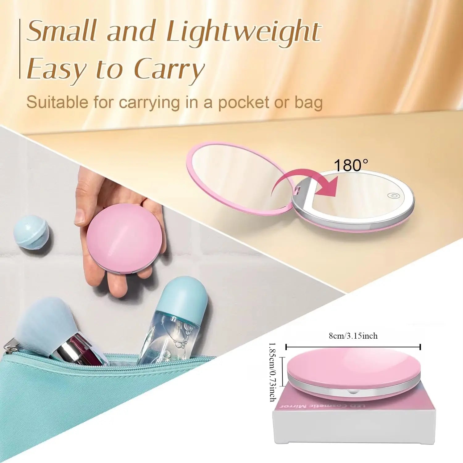 Compact LED Mirror -1X/3X Magnification & USB