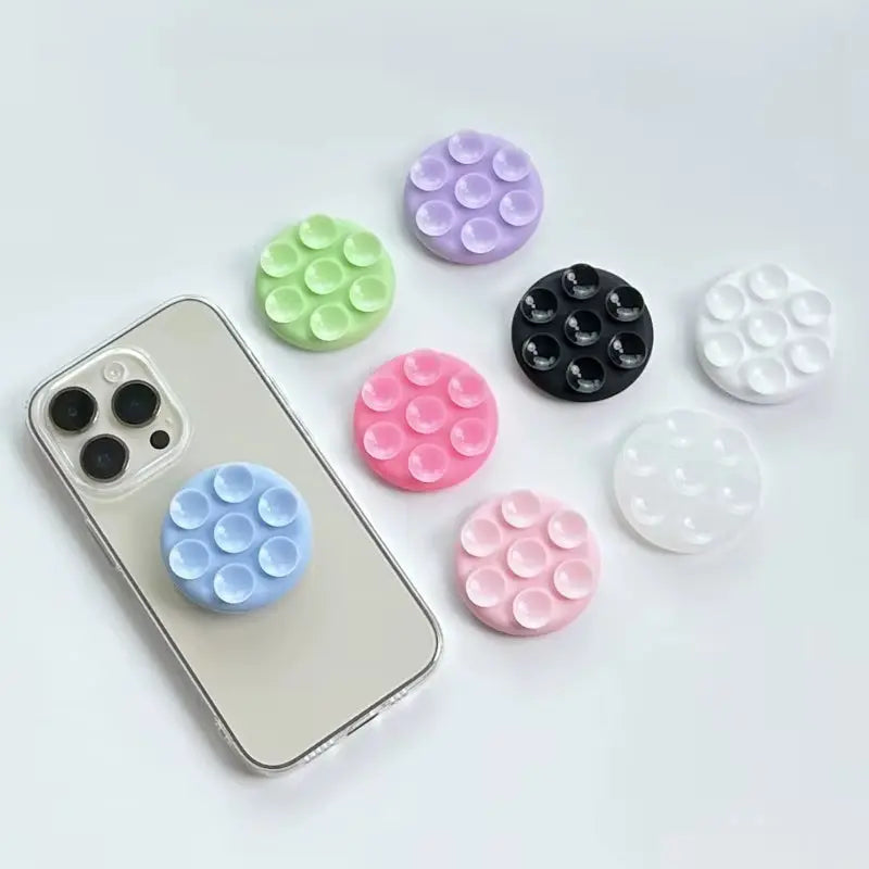 Grip Stand Sticker with Finger Grip Functionality - Round Silicone Suction Pad Phone Holder