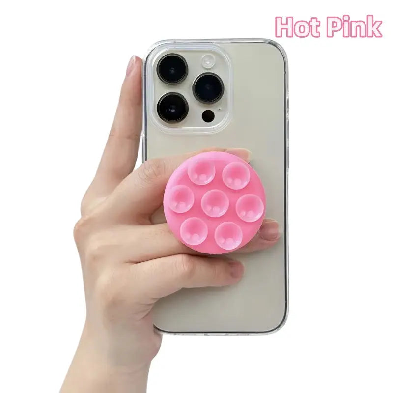 Grip Stand Sticker with Finger Grip Functionality - Round Silicone Suction Pad Phone Holder