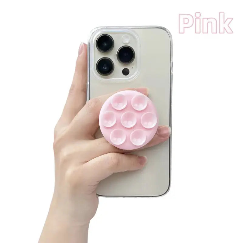 Grip Stand Sticker with Finger Grip Functionality - Round Silicone Suction Pad Phone Holder