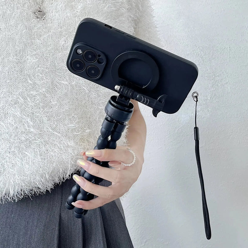 MagSafe-Compatible Magnetic Tripod and Monopod Stand for Smartphones - Compact Octopus Phone Holder