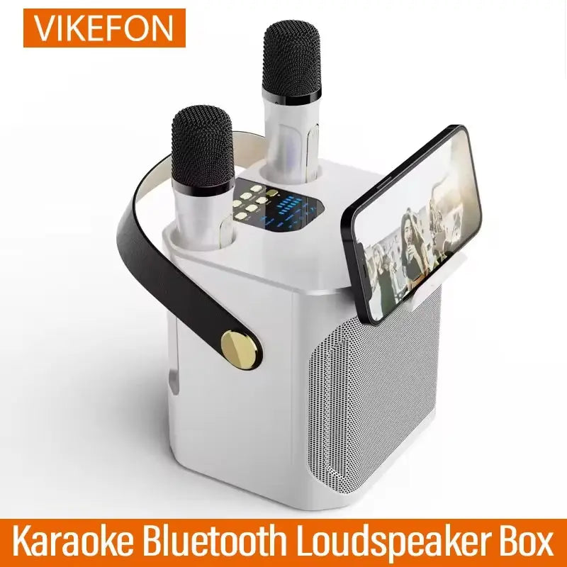 Professional Portable Karaoke Bluetooth Speaker with Dual Microphones (360° Stereo Sound & Waterproof)