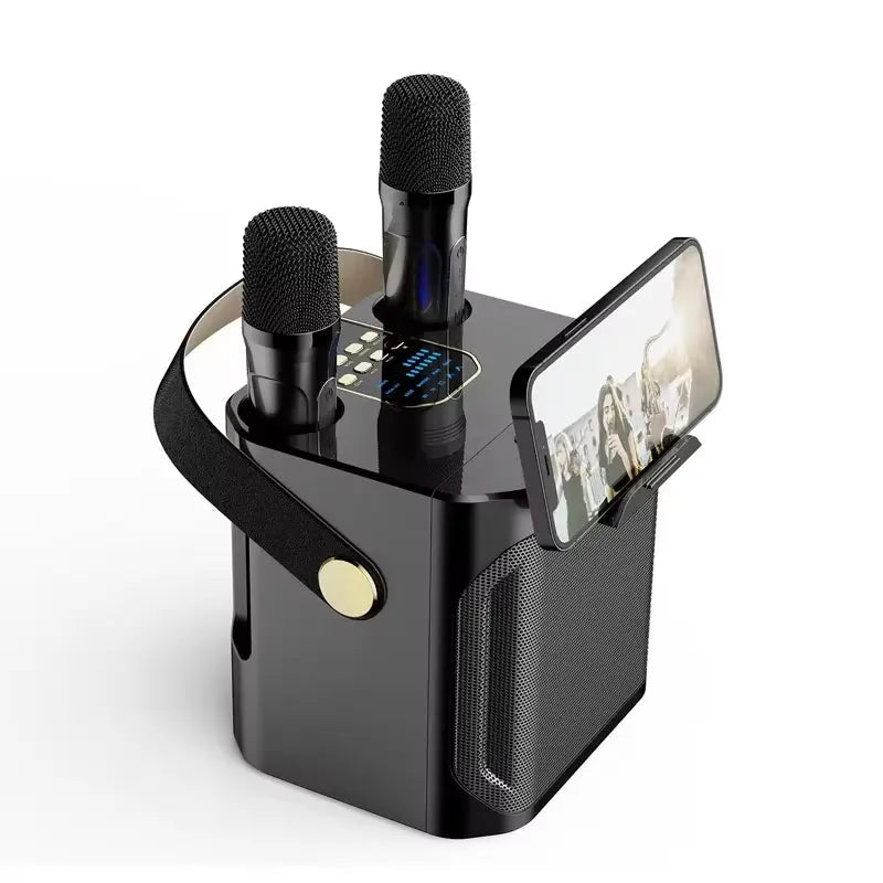 Professional Portable Karaoke Bluetooth Speaker with Dual Microphones (360° Stereo Sound & Waterproof)