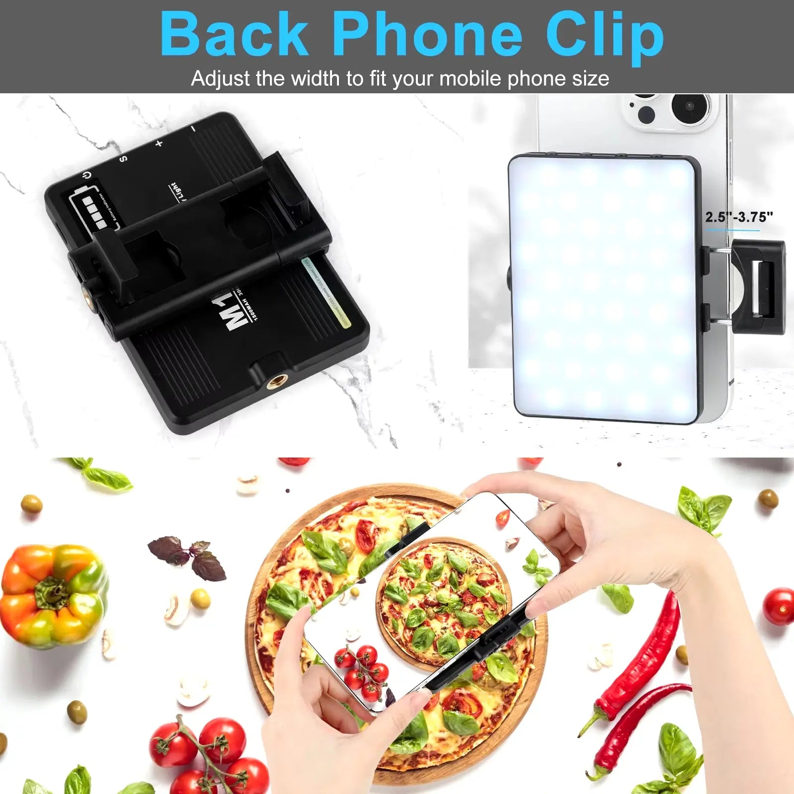 Rechargeable 72 LED Dual-Sided Selfie Light with Phone Clip (for iPhone, iPad, Laptop, and Camera)