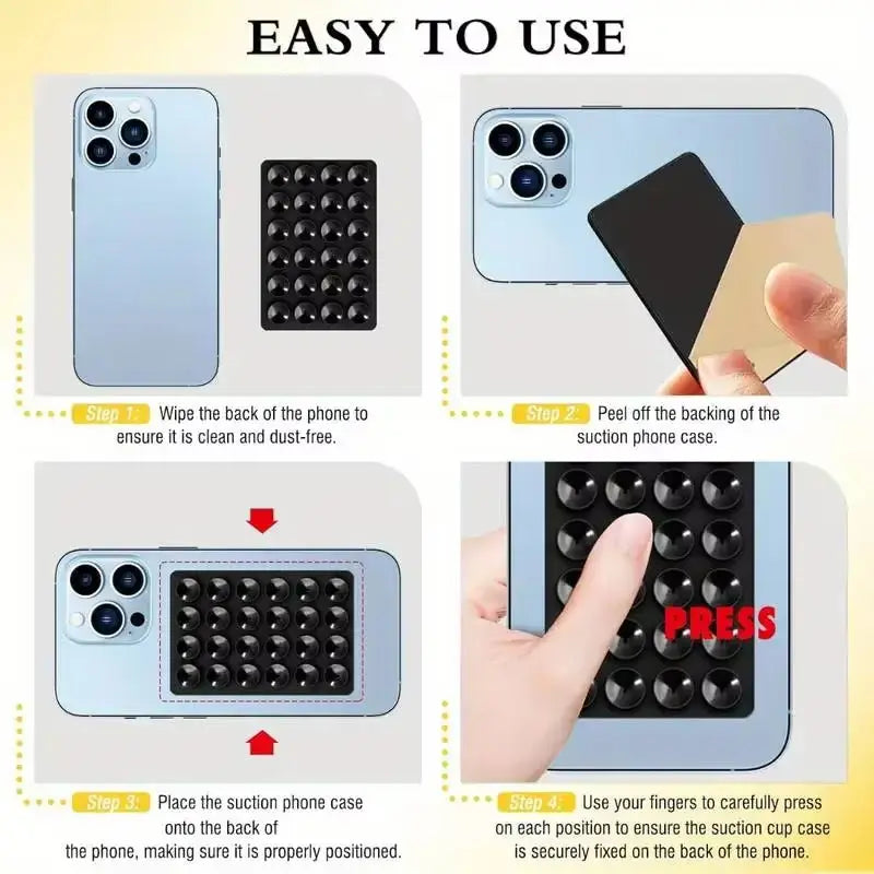 Silicone Suction Phone Holder Mat - Single-Sided Case Mount and Back Sticker