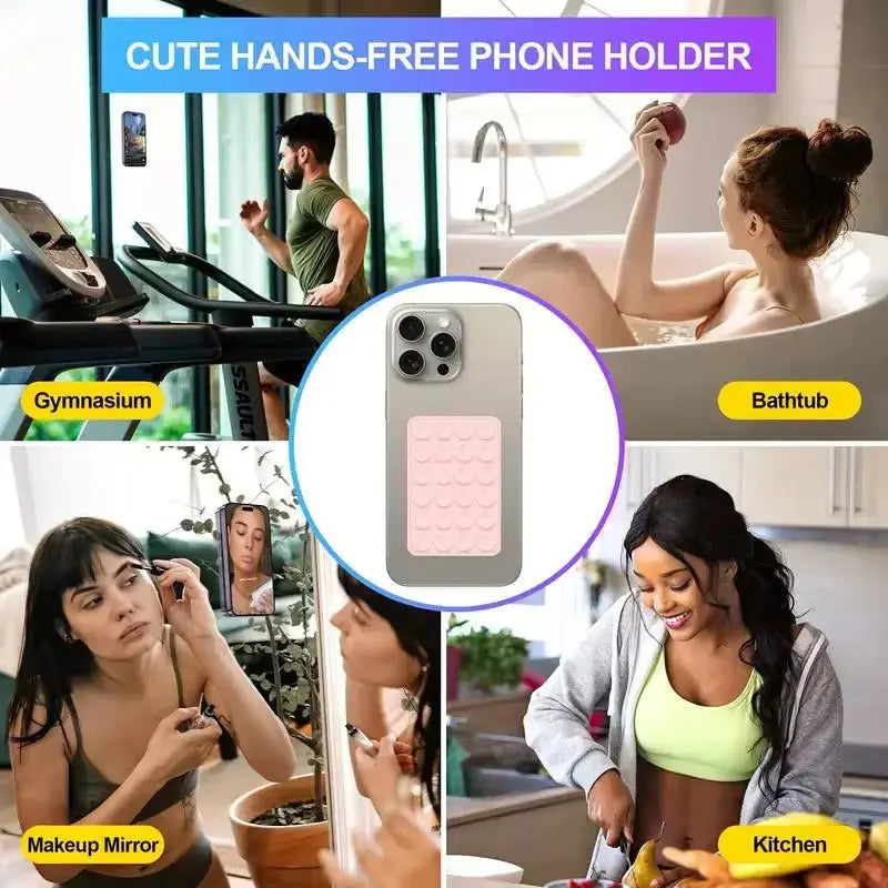 Silicone Suction Phone Holder Mat - Single-Sided Case Mount and Back Sticker