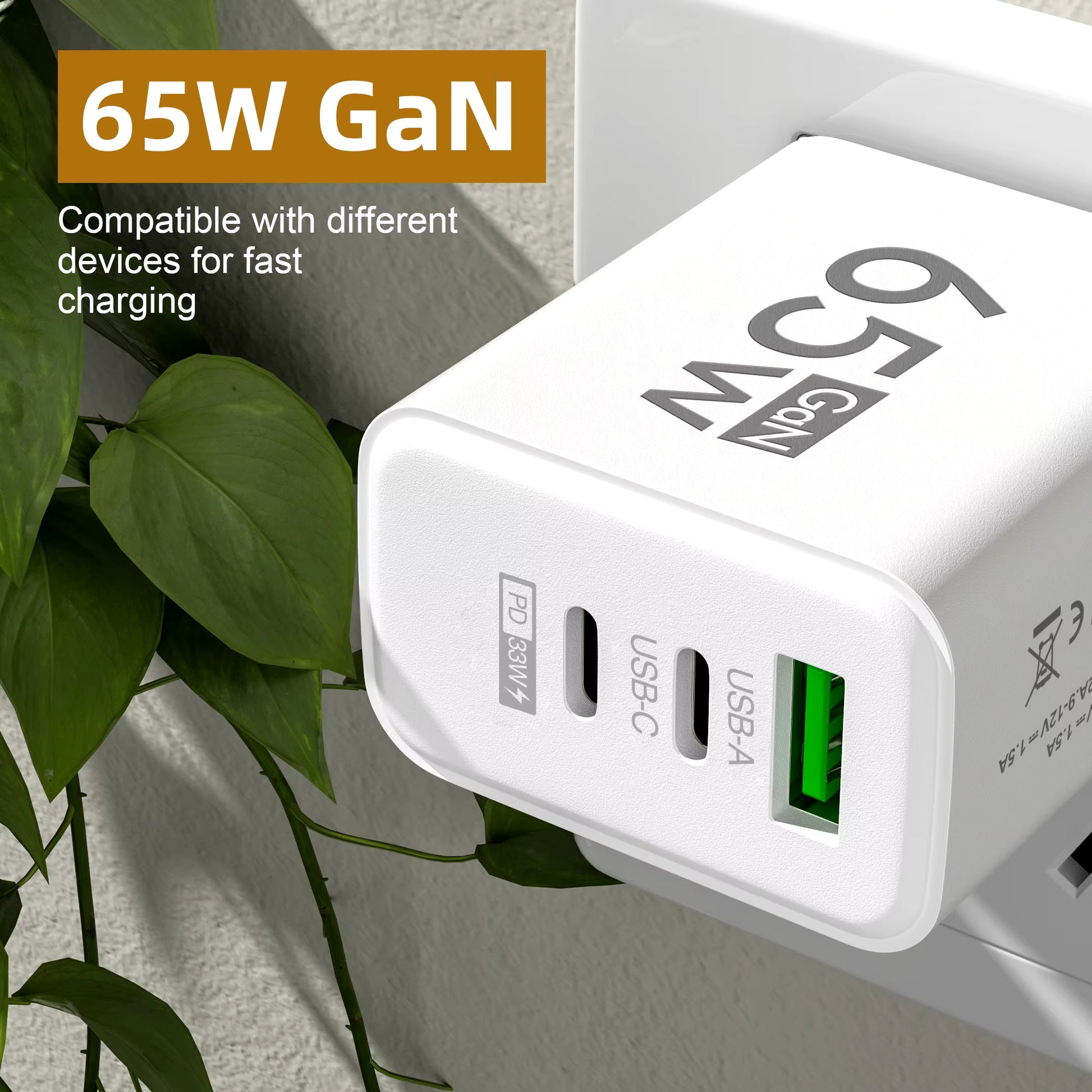 65W GaN USB Type-C PD Fast Charger - Quick Charge Power Adapter