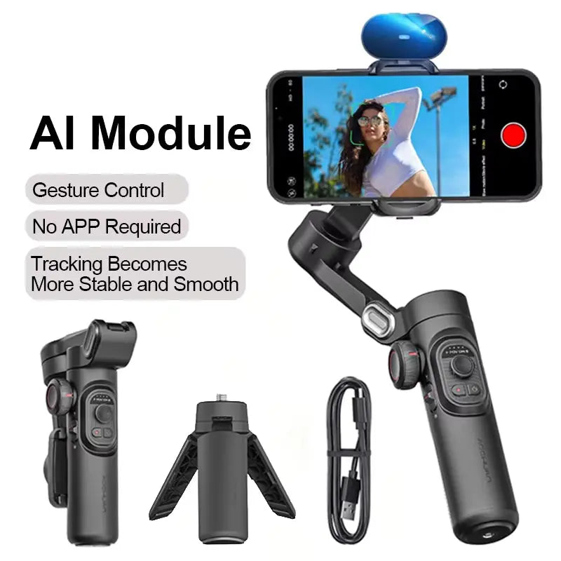 3-Axis Handheld Gimbal Stabilizer for Smartphones - Face Tracking for iPhone, Android, TikTok, and Vlogging (AOCHUAN)