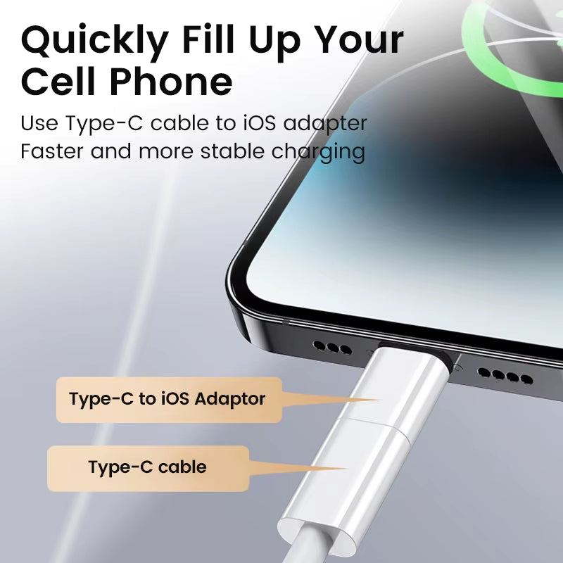 Type C to Lightning Female Adapter for iOS Fast Charging - USB C Converter for iPhone