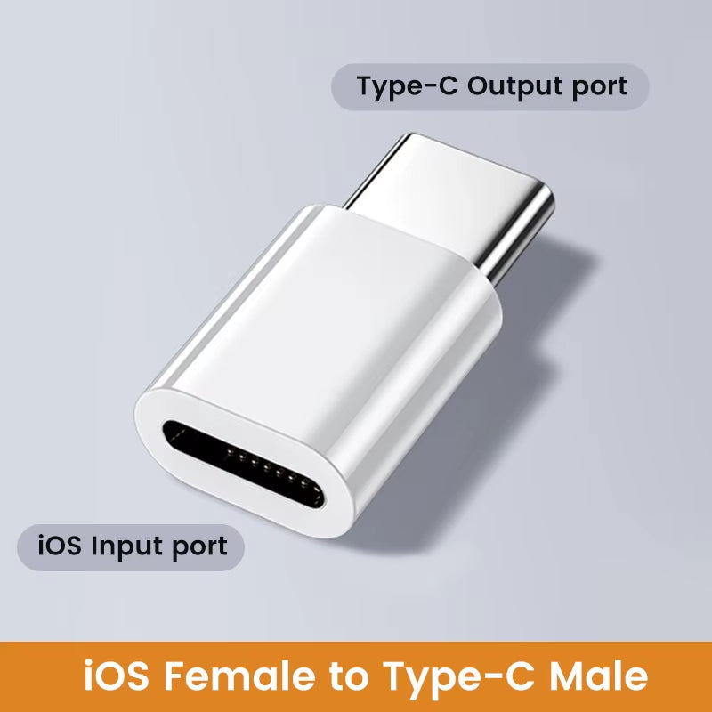 Type C to Lightning Female Adapter for iOS Fast Charging - USB C Converter for iPhone