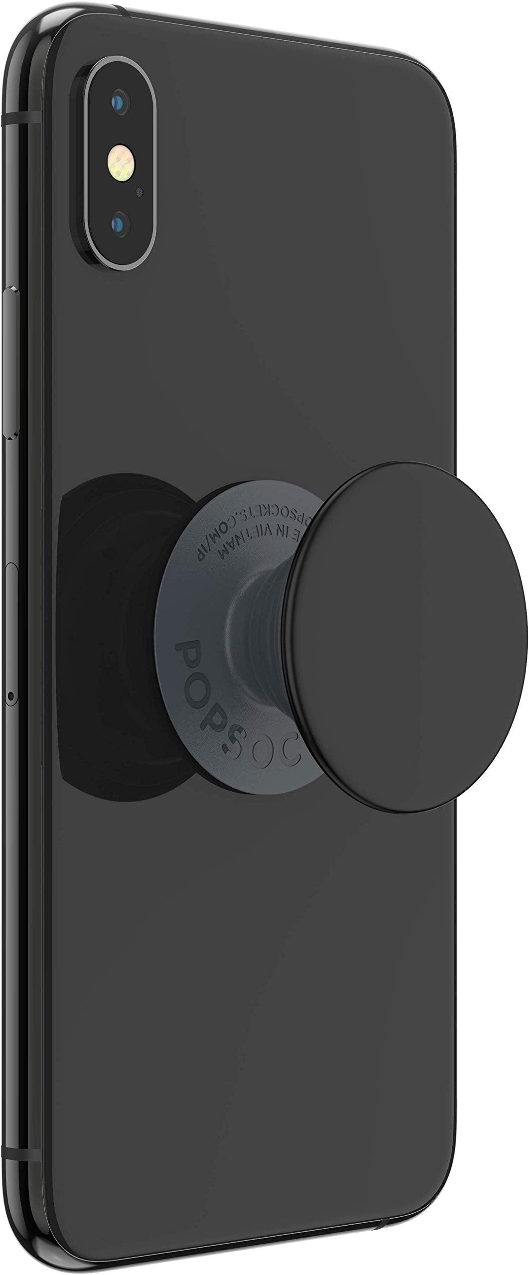 PopSockets : PopGrip Basic - Extendable Base and Grip for Smartphones and Tablets [Top Not Replaceable] - Black - REFLECTBUDDY