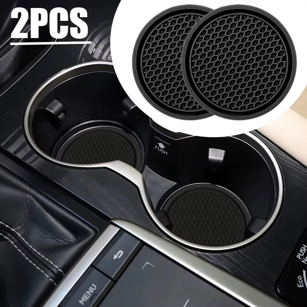 Black Car Anti Slip Cup Holder Insert Pads for Car Cup Interior (2 Pieces)