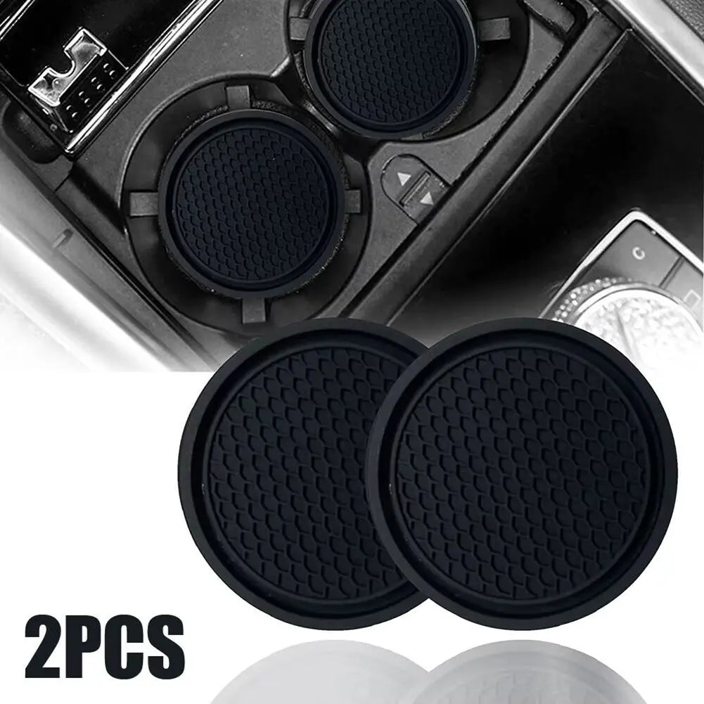 Black Car Anti Slip Cup Holder Insert Pads for Car Cup Interior (2 Pieces)