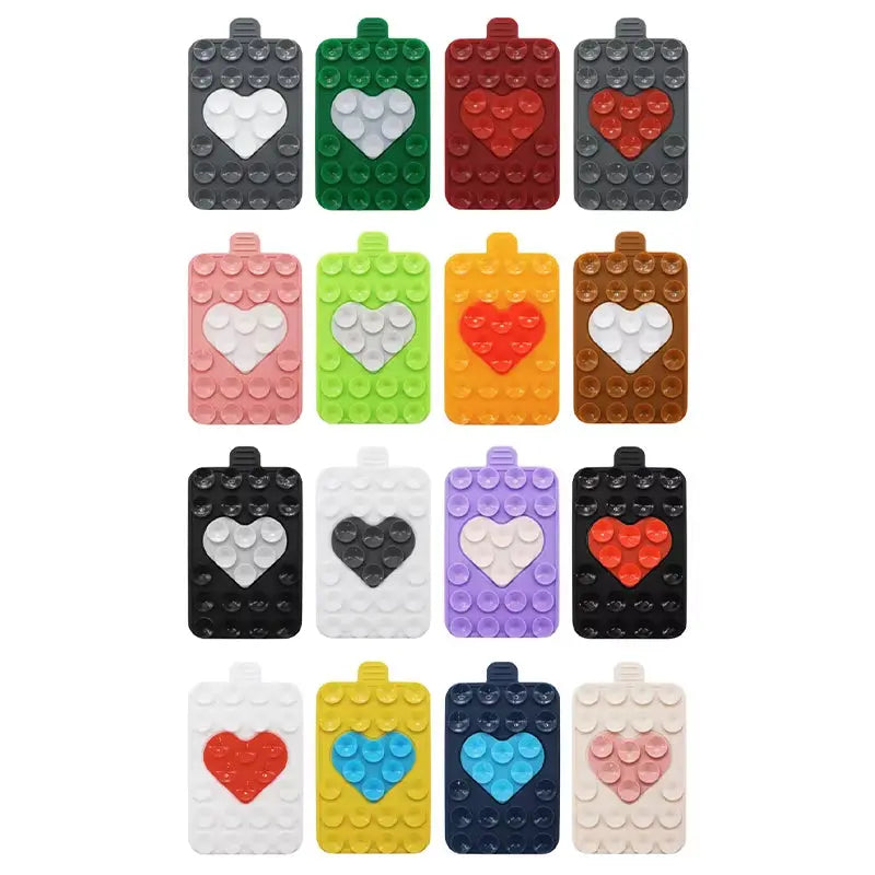 Double-Sided Heart-Shaped Silicone Suction Cups for Mobile Phone Holders with Adhesive Backing