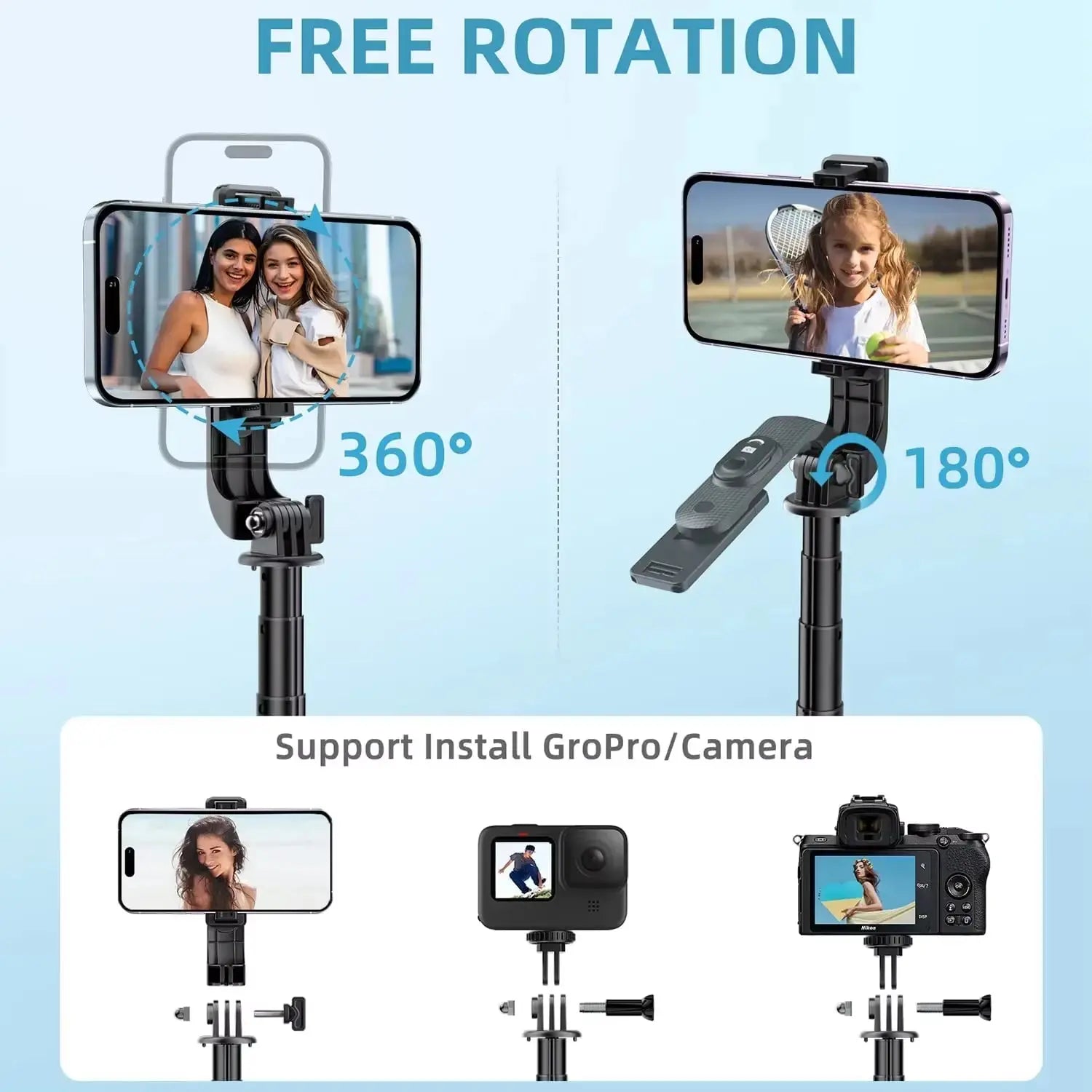 Extendable 40-Inch Selfie Stick Tripod with Rechargeable Bluetooth Remote and 1/4 Inch Screw for Smartphones, Compatible with Android and iPhone