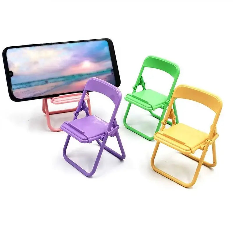 Foldable Mobile Phone Holder - Creative Mini Chair Stand for Desktop Use and Decorative Accent