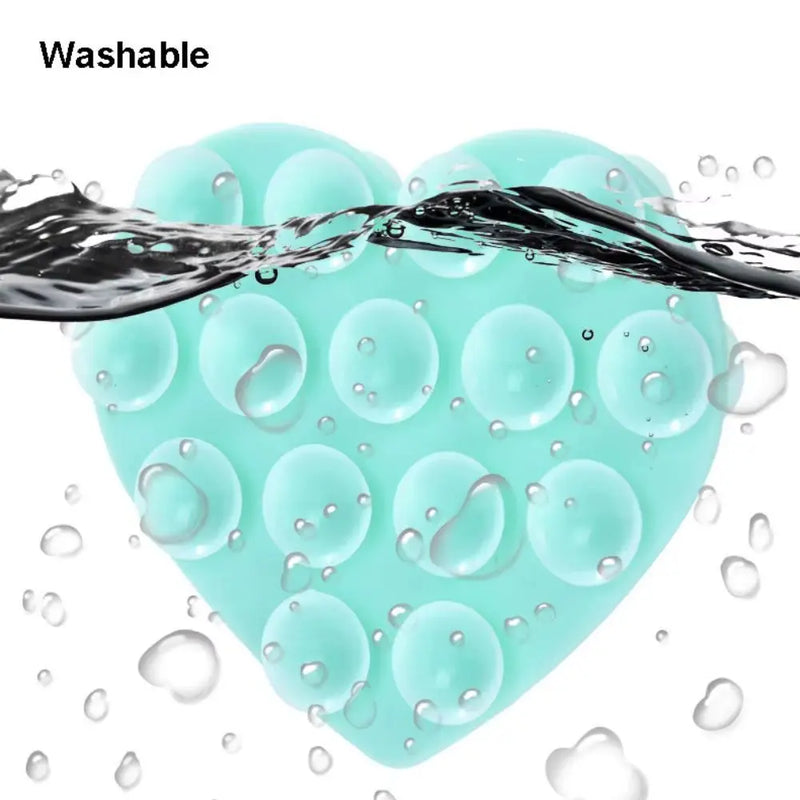 Heart-Shaped Silicone Suction Cup Phone Holder with Strong Adhesion - Hands-Free and Washable