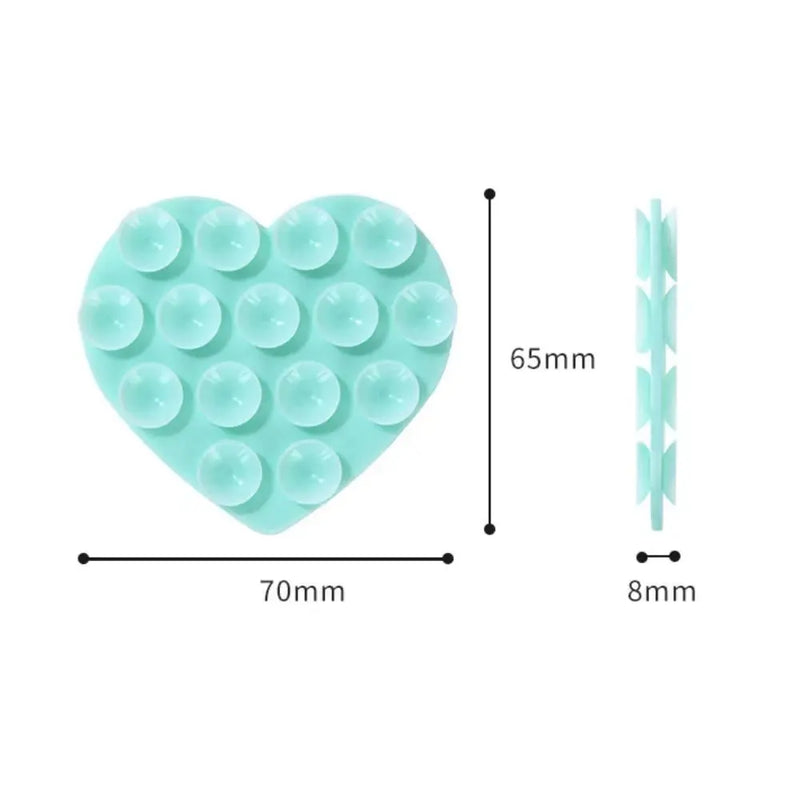 Heart-Shaped Silicone Suction Cup Phone Holder with Strong Adhesion - Hands-Free and Washable