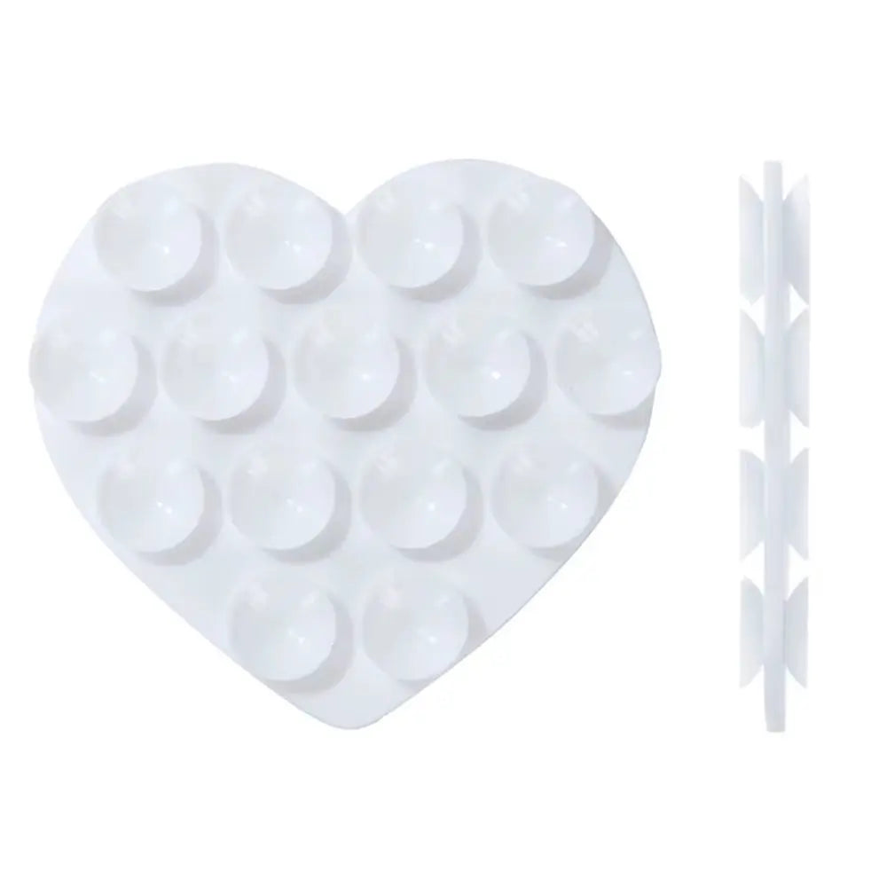 Heart-Shaped Silicone Suction Cup Phone Holder with Strong Adhesion - Hands-Free and Washable