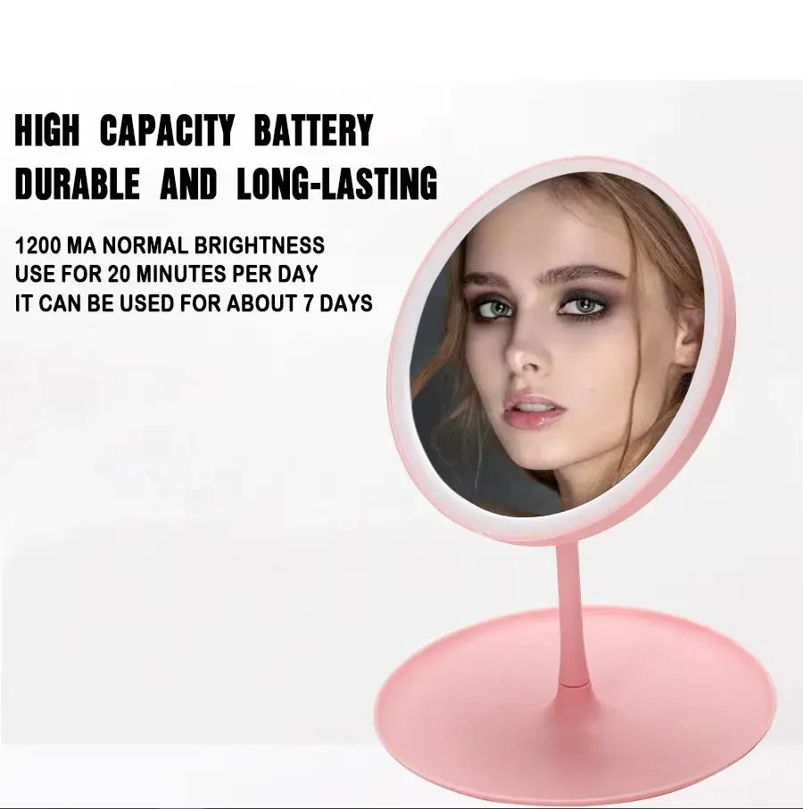LED Makeup Mirror with 3 Color Light & Basket