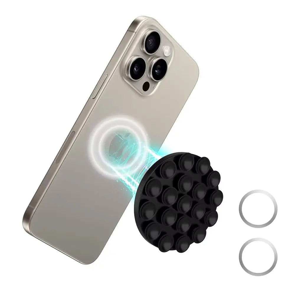 Magnetic Suction Cup Phone Mount with Silicone Grip for Hands-Free Use in Shower and Mirror