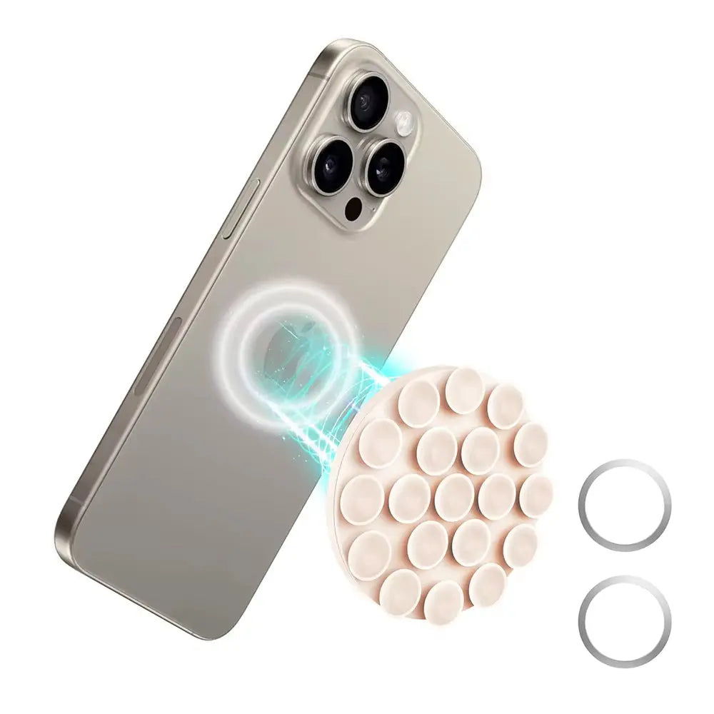 Magnetic Suction Cup Phone Mount with Silicone Grip for Hands-Free Use in Shower and Mirror