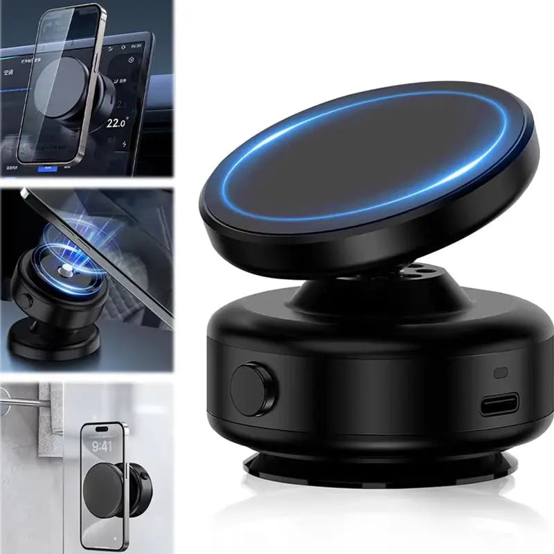 Magnetic Wireless Car Charger and Phone Holder with 360° Rotation for iPhone 16, 15, 14, 13, and 12 Pro Max