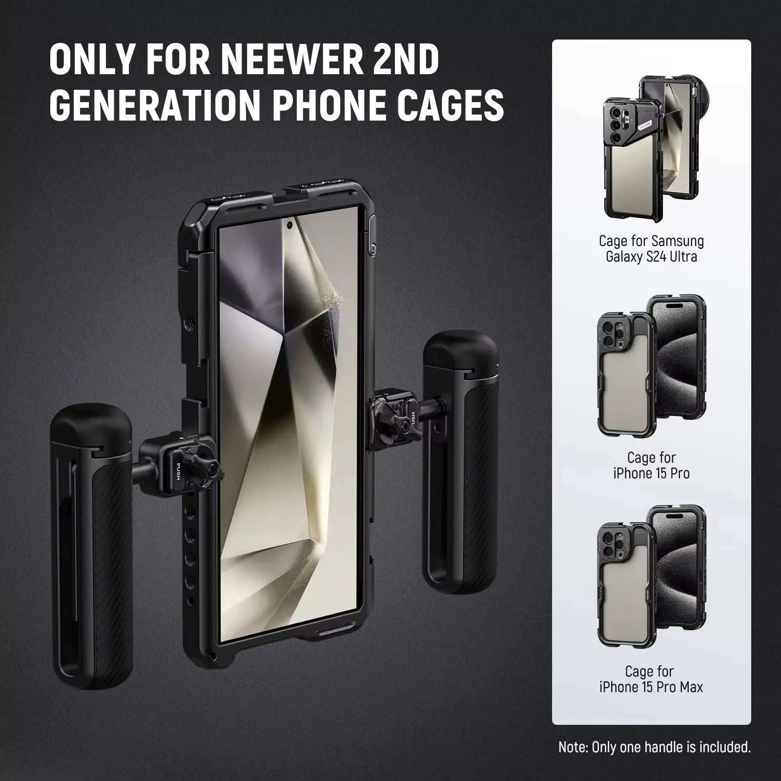 Neewer Quick Release Side Handle with Cold Shoe for 2nd Generation Phone Cage