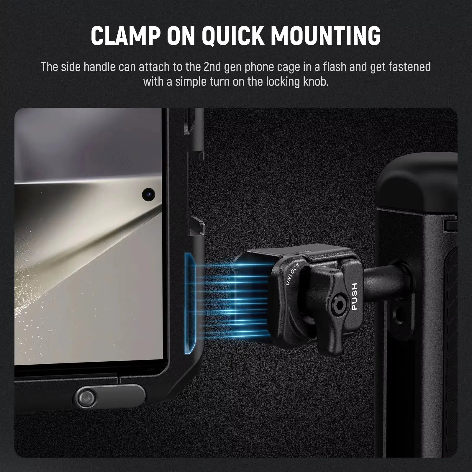 Neewer Quick Release Side Handle with Cold Shoe for 2nd Generation Phone Cage