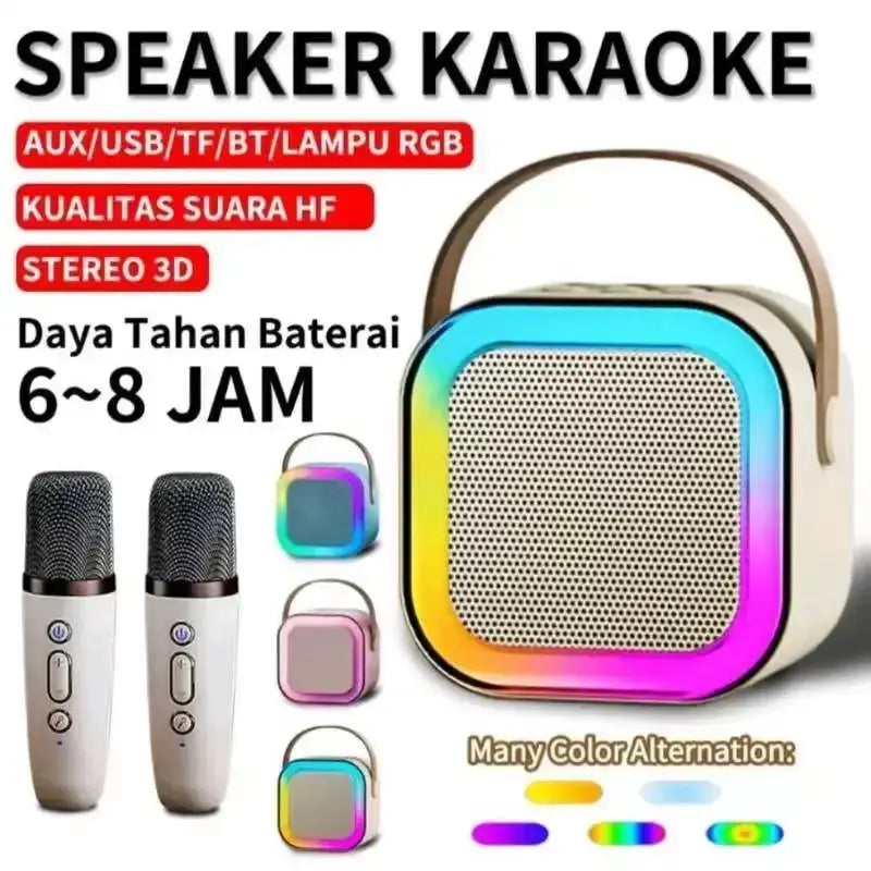 Portable Bluetooth Karaoke System - Speaker with 1-2 Wireless Microphones for Entertainment