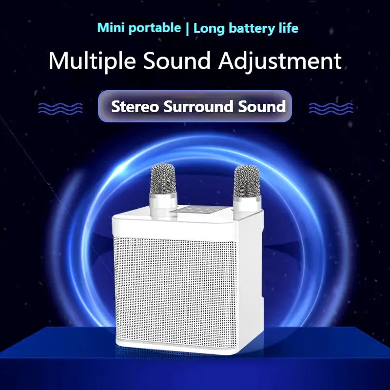 Portable Wireless Dual Microphone Bluetooth Speaker with Subwoofer (High Performance 10Watt)