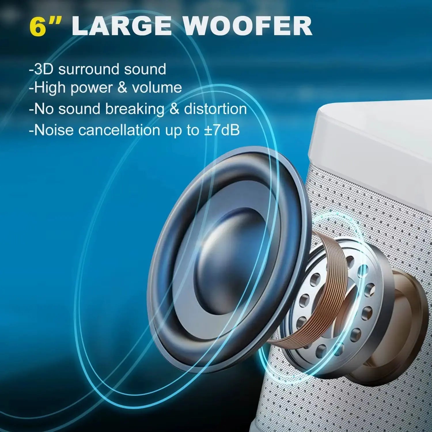 Portable Wireless Dual Microphone Bluetooth Speaker with Subwoofer (High Performance 10Watt)