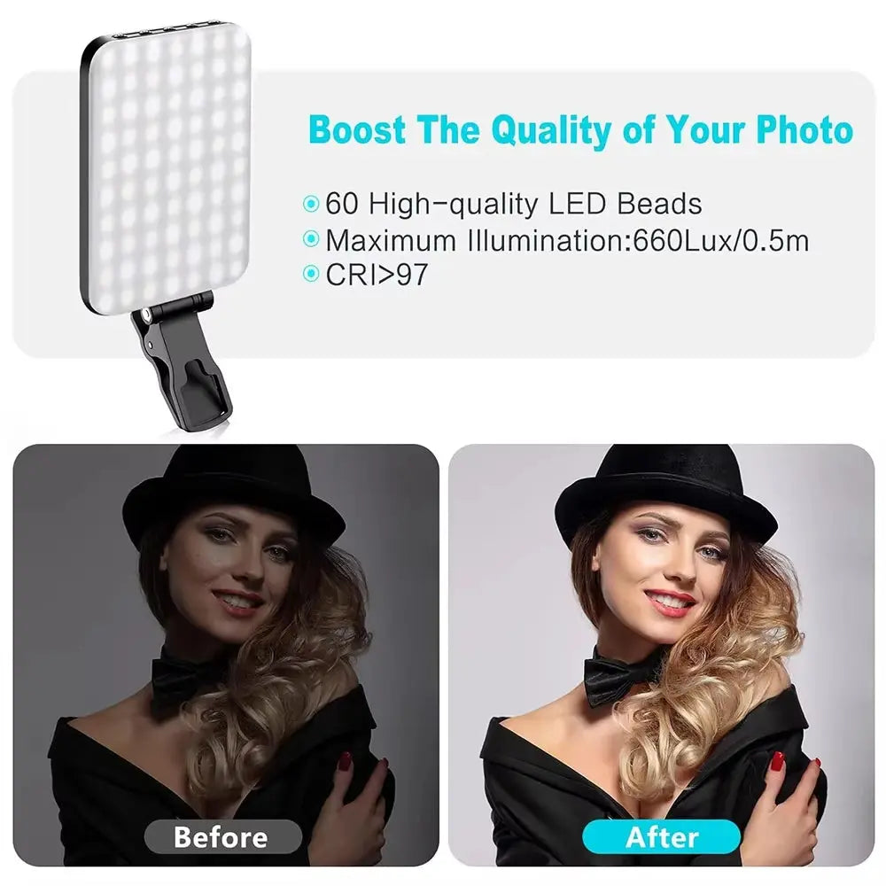 Professional LED Selfie Light with 60 High-Quality LED Beads