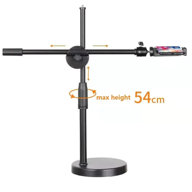 Professional Overhead Tripod with Ring Light and Mobile Phone Holder