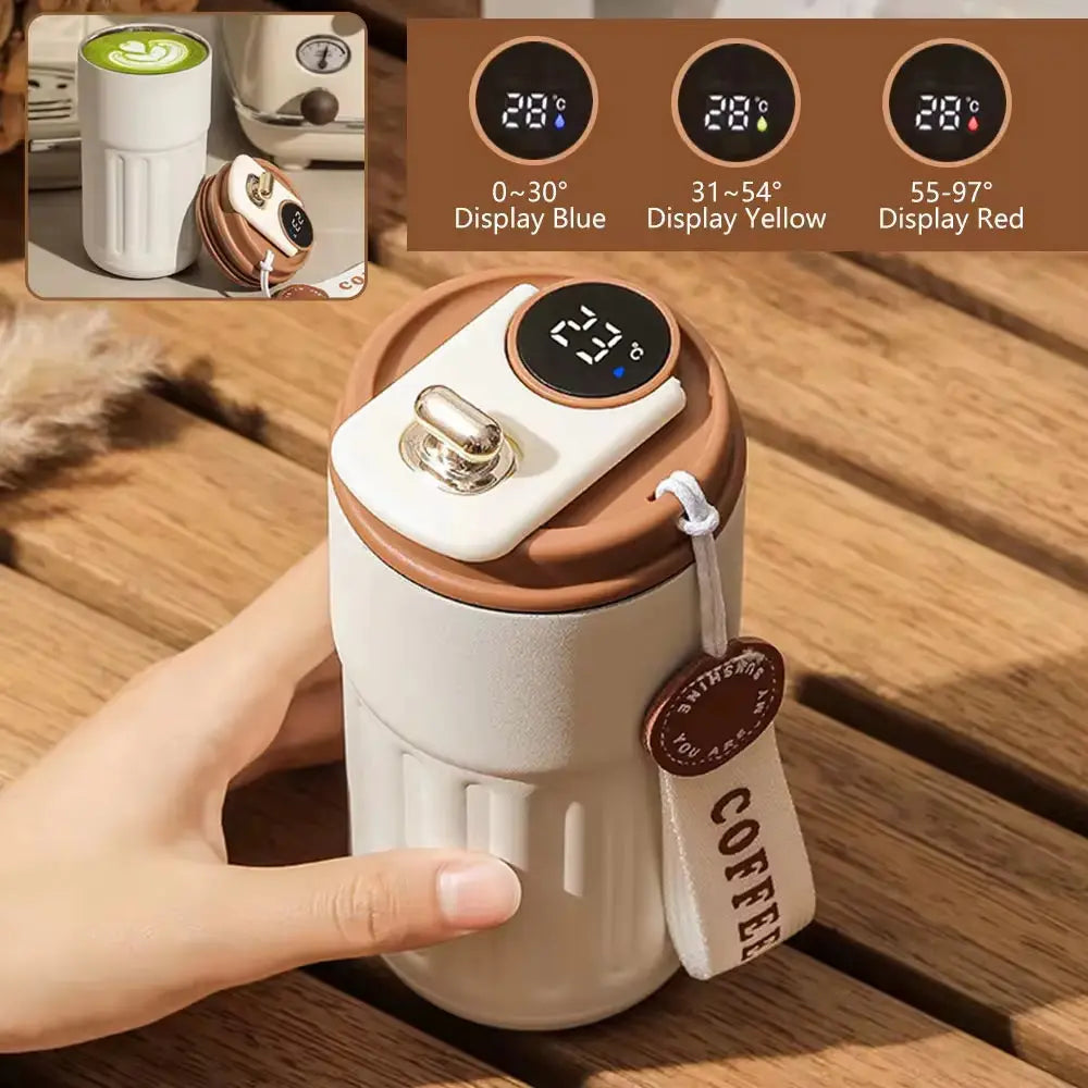 Smart Thermos Bottle with LED Temperature Display - Stainless Steel Portable Vacuum Tumbler Mug