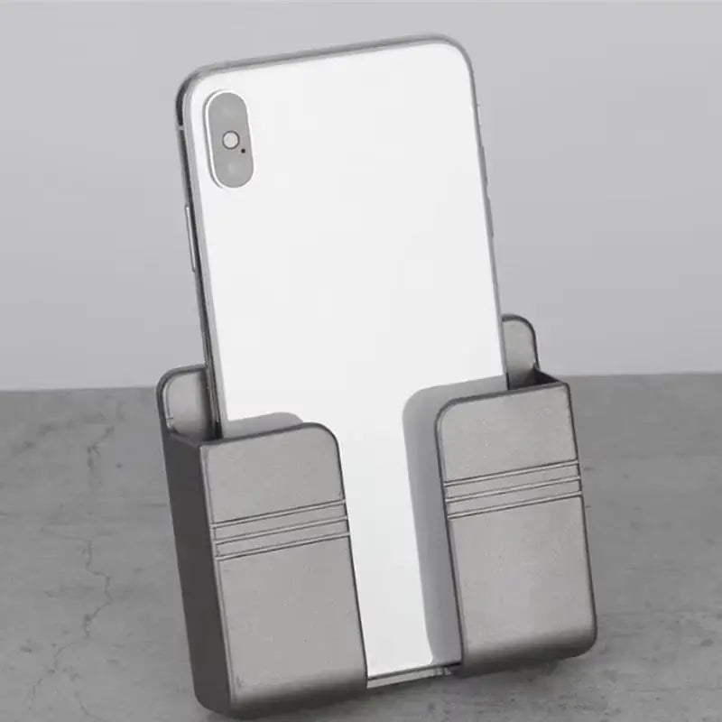 Wall-Mounted Mobile Phone Holder and Storage Box with Charging Support for Remote Control and Cell Phones