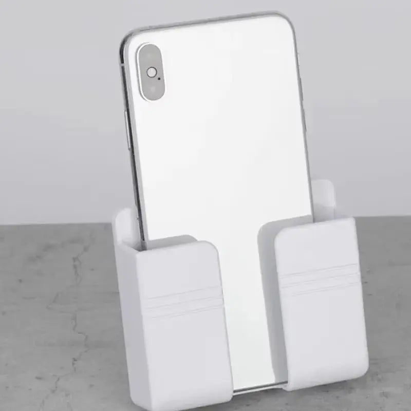 Wall-Mounted Mobile Phone Holder and Storage Box with Charging Support for Remote Control and Cell Phones