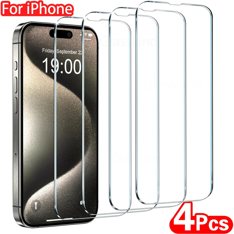 Tempered Glass Screen Protector Set for iPhone - 4 Pieces