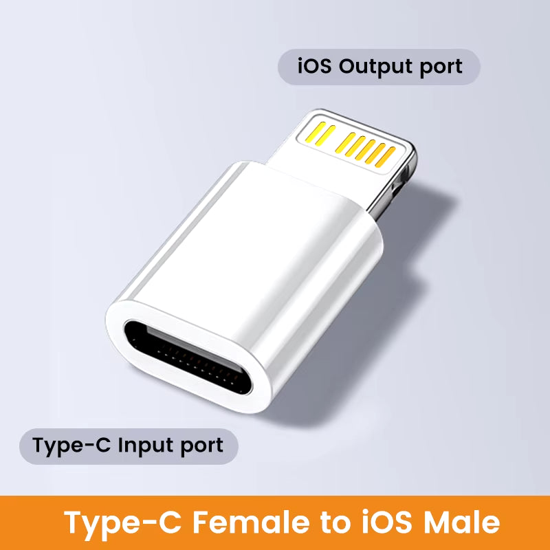 Type C to Lightning Female Adapter for iOS Fast Charging - USB C Converter for iPhone